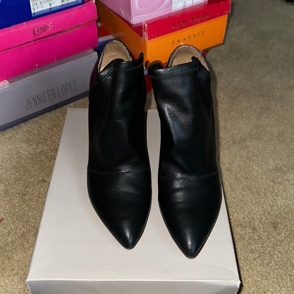 Black leather booties